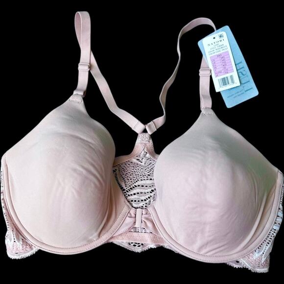Natori Lush Front Close Contour Underwire Pink Bra #728309 Size 34D - Picture 6 of 8
